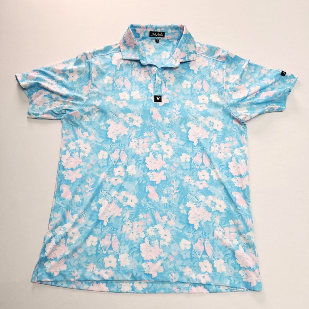 Bad Birdie Shirt Mens Size M Floral Golf Polo All Over Print
